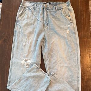 RSQ Light Baby Blue Distressed Elastic Jeans Beach Pants - Size L